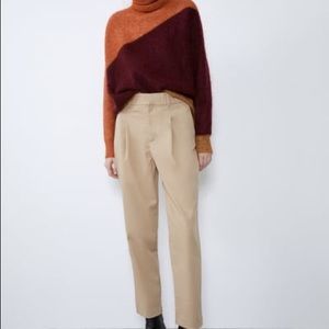 High waisted menswear pants in light camel